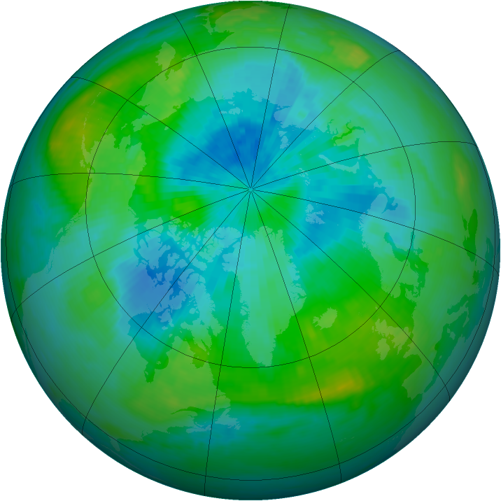 Arctic ozone map for 31 August 1988
